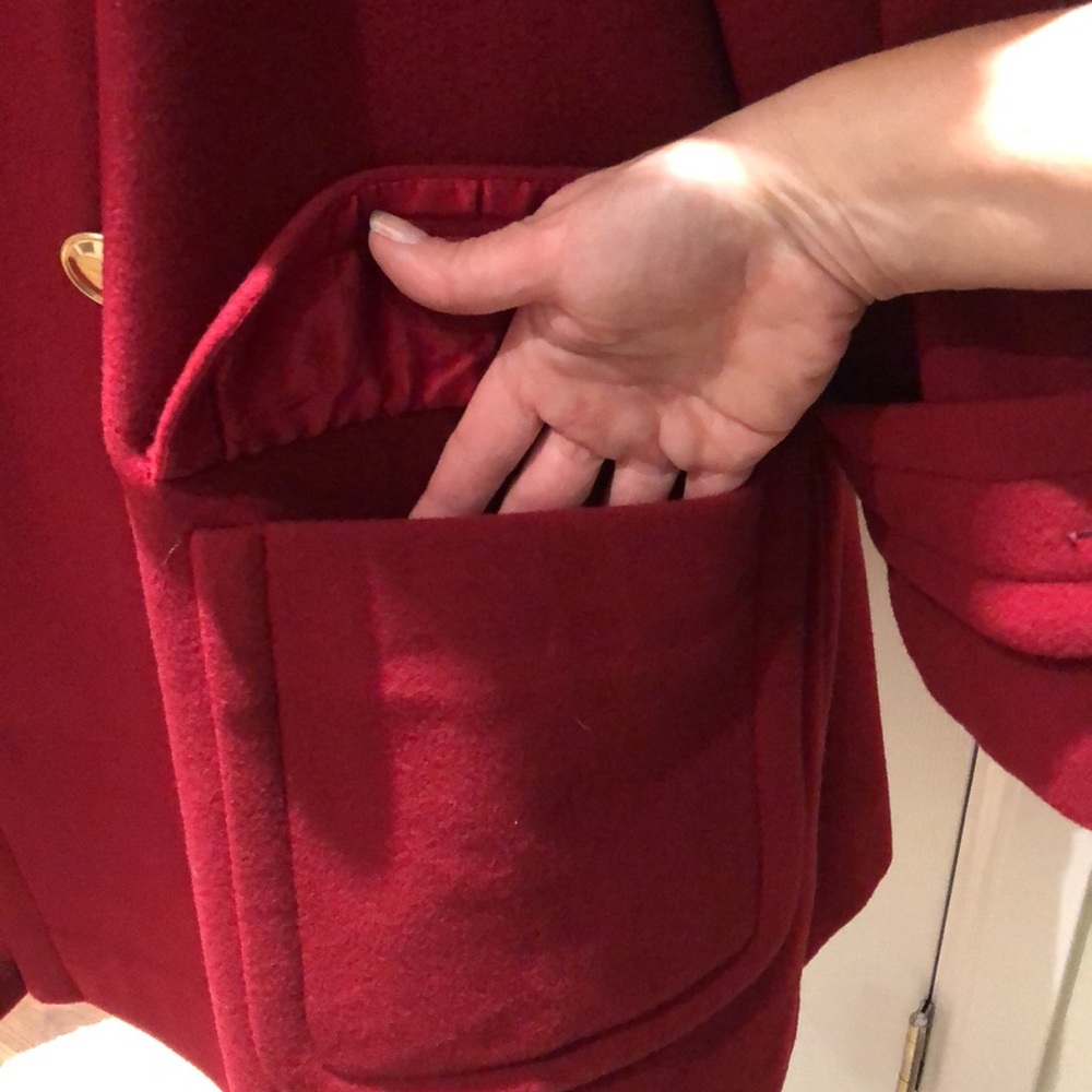 Anna | EUC Red Australian Virgin Lambswool Pea Coat - Picture 10 of 12